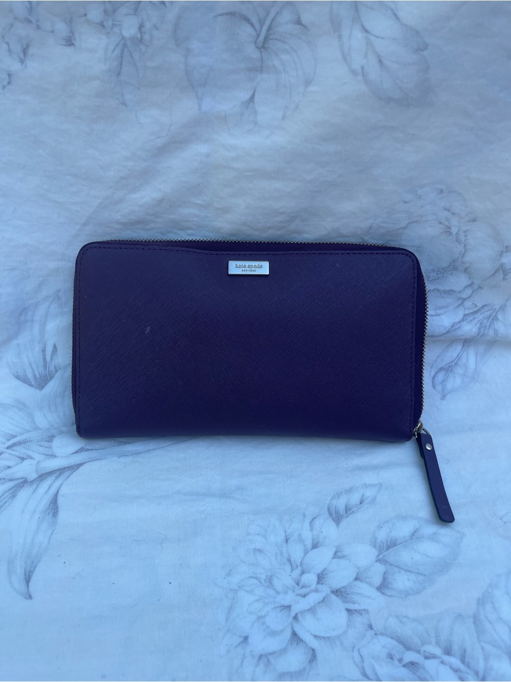 kate spade deep purple zip-around wallet